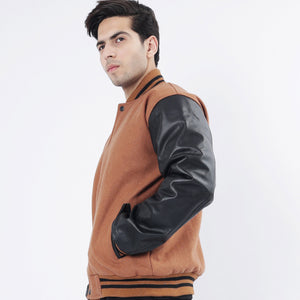 All American jacket left sleeve detail genuine leather construction quality stitching close-up