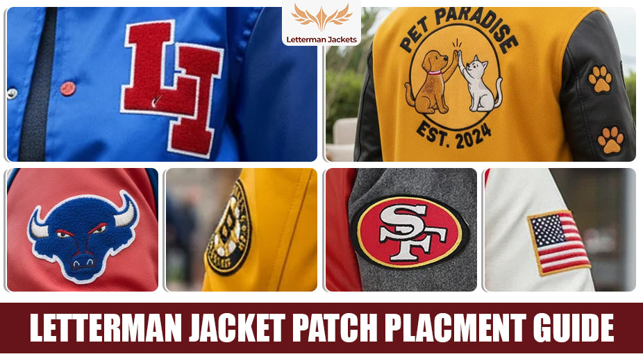 Letterman jacket with custom patches and varsity design