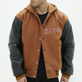 Men's Los Angeles Angels Letterman Hoodie Jacket Wool Body And Leather Sleeves