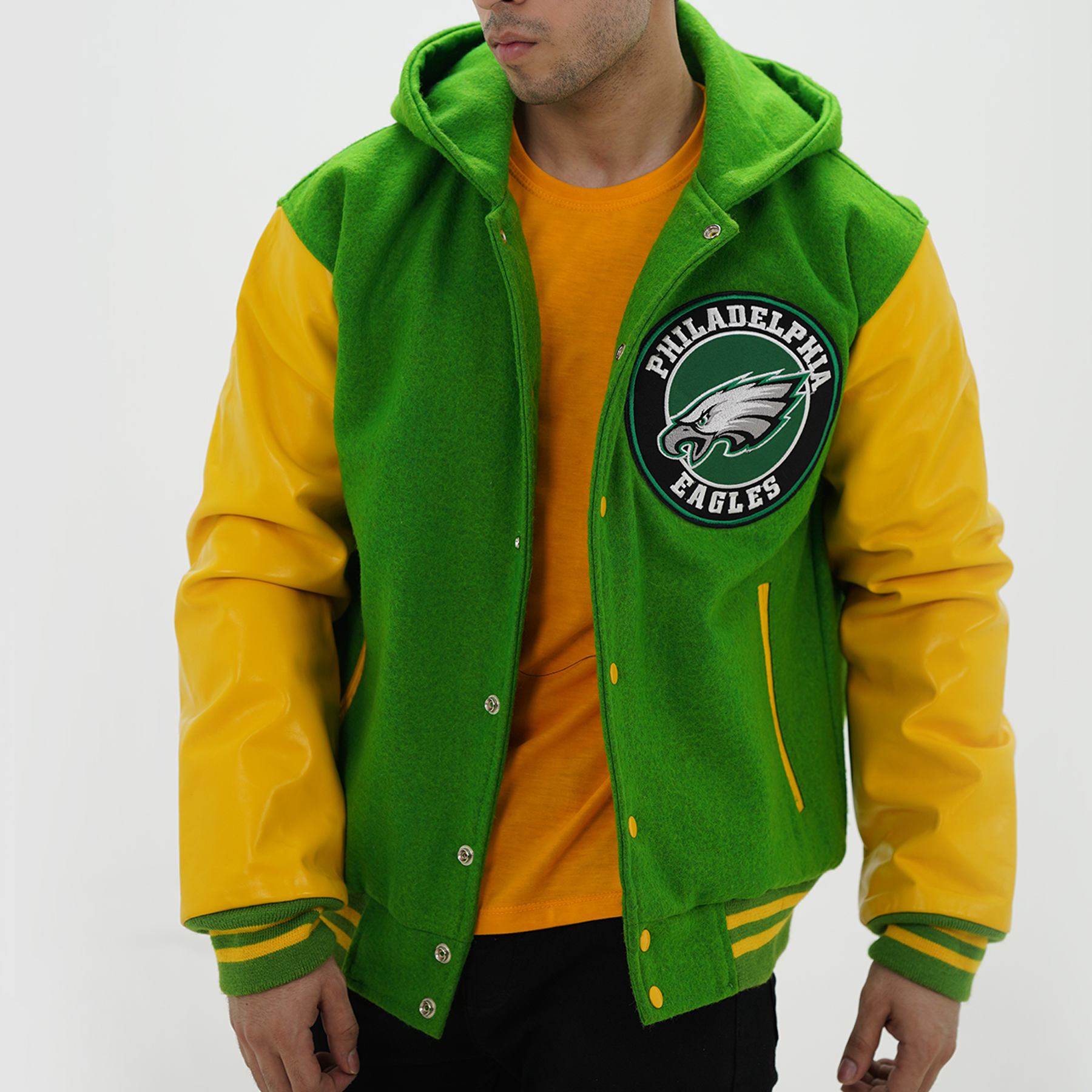 Philadelphia Eagles Letterman Hoodie Jacket For Men