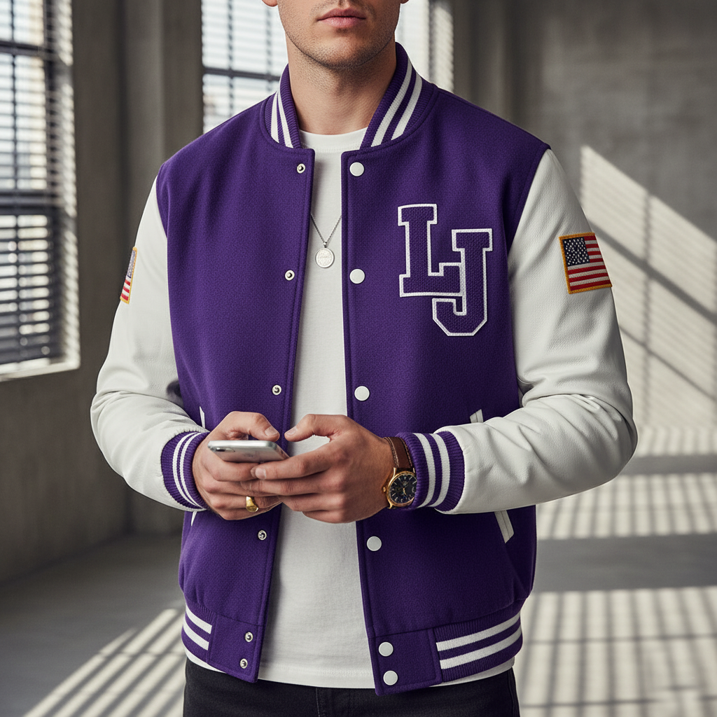 Purple And White Letterman Jacket, Free Shipping & Easy Returns