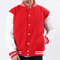 Men's Red And White Letterman Jacket Leather Arms And Wool Body