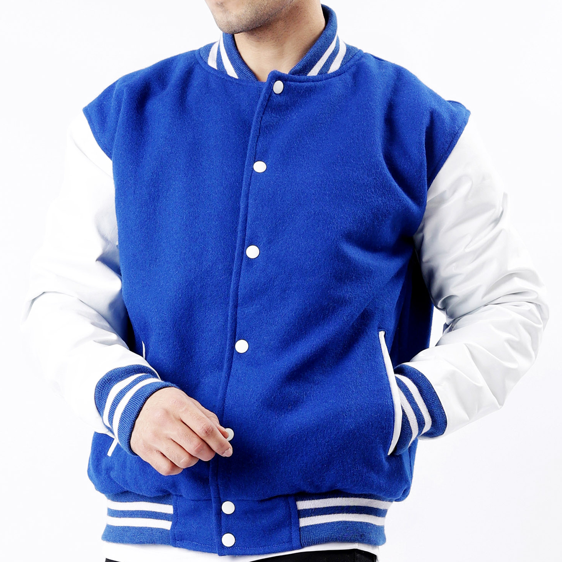 Royal Blue Letterman Jacket Leather Arms And Wool Body Varsity Jacket