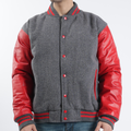 Seniors Letterman Jacket Grey And Red Leather Sleeves Wool Body Varsity Jacket