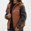 Women's Los Angeles Angels Letterman Jackets Wool Body And Leather Sleeves Hoodie