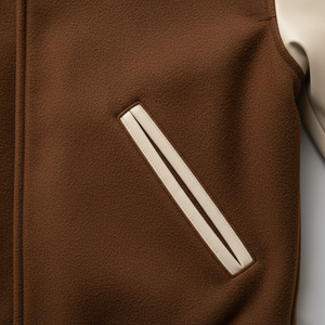 Close-up of a brown fabric surface with a white stripe