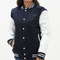 Women's Dark Blue Letterman Jacket | Wool Body Leather Sleeves Varsity