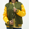 Girls Green And Yellow Letterman Jacket | Wool Body Leather Arms Varsity