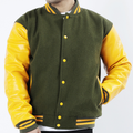 Green And Yellow Letterman Jacket Leather Arms And Wool Body