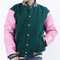 Dark Green Baseball Letterman Jacket – Wool & Leather Varsity Style