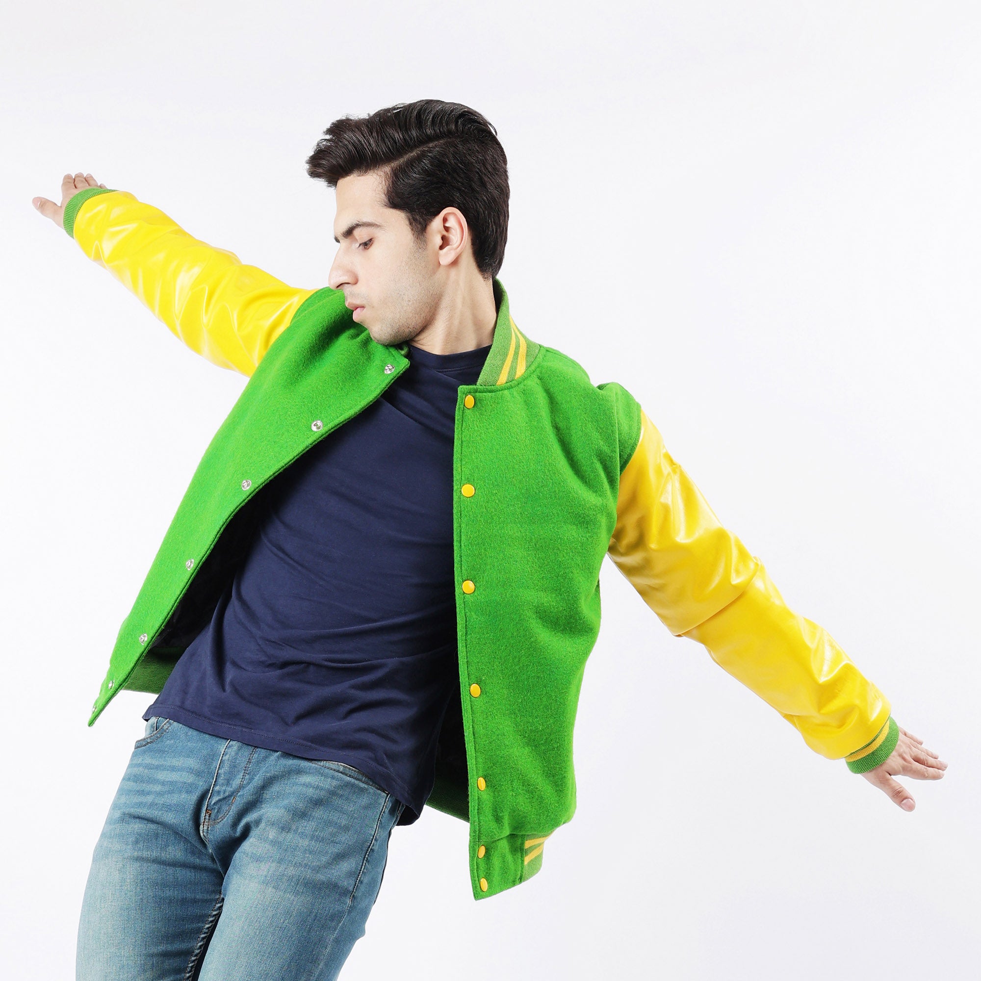 Kelly Green Letterman Jacket Leather Arms And Wool Body Varsity Jacket Letterman Jackets