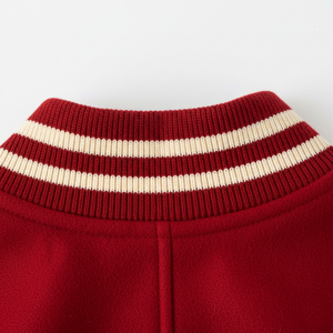 Close-up of collar with a white stripe on a white background