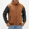 Varsity Jacket With Hoodie Wool Body And Leather Sleeves
