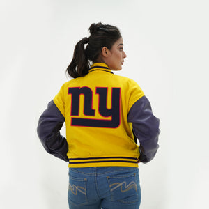 Back view of women New York Giants jacket highlighting premium construction quality and tailored fit for female NFL fans