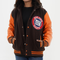 Women New York Giants Varsity Hoodie Jacket Wool Body And Old Gold Leather Arms