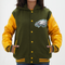 Women's Philadelphia Eagles Varsity Jacket - Leather Arms And Wool Body